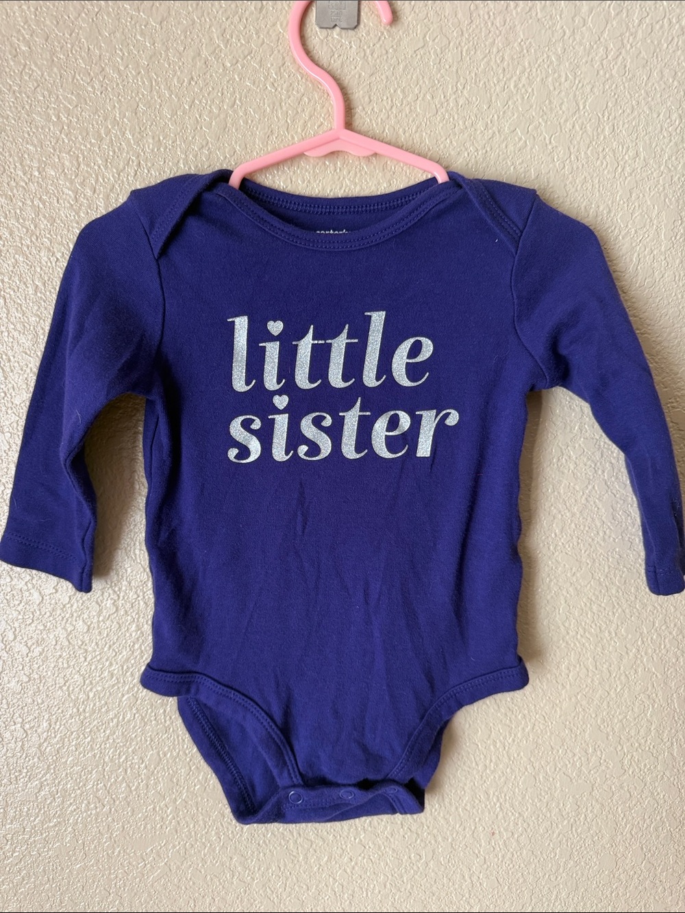Carter's Purple 'Little Sister' Long-Sleeve One-Piece